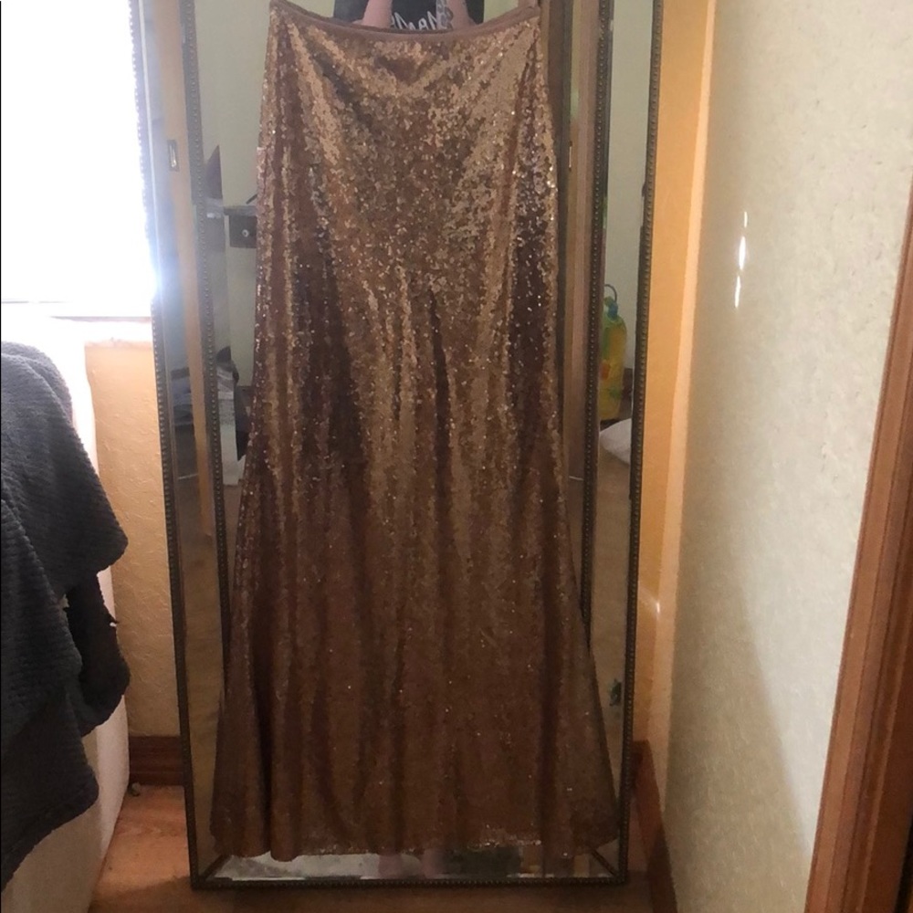 lulu’s gold sequin maxi skirt